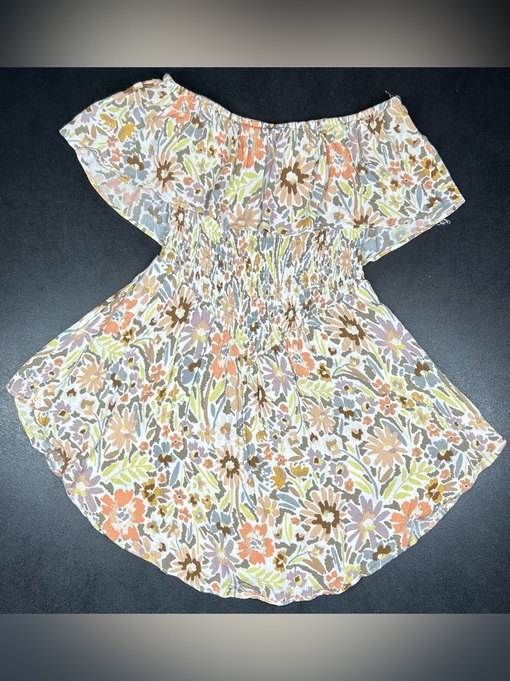 Promesa Size S Off-The-Shoulder Floral Smocked Romper